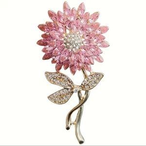 🌺Pink Flower Rhinestone Brooch Lapel Pin Flower Accessories